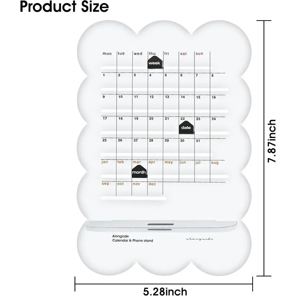 Practical Retro Perpetual Planner Desk Calendar Reminders Acrylic Phone holder